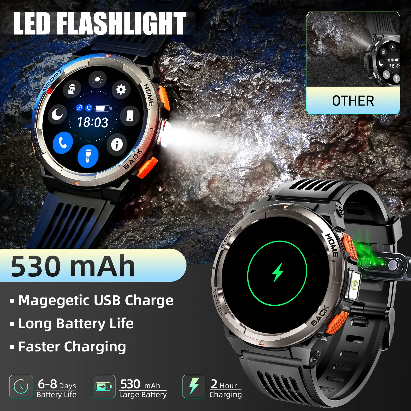 Smartwatch With Altimeter, Compass & Flashlight - Image 5
