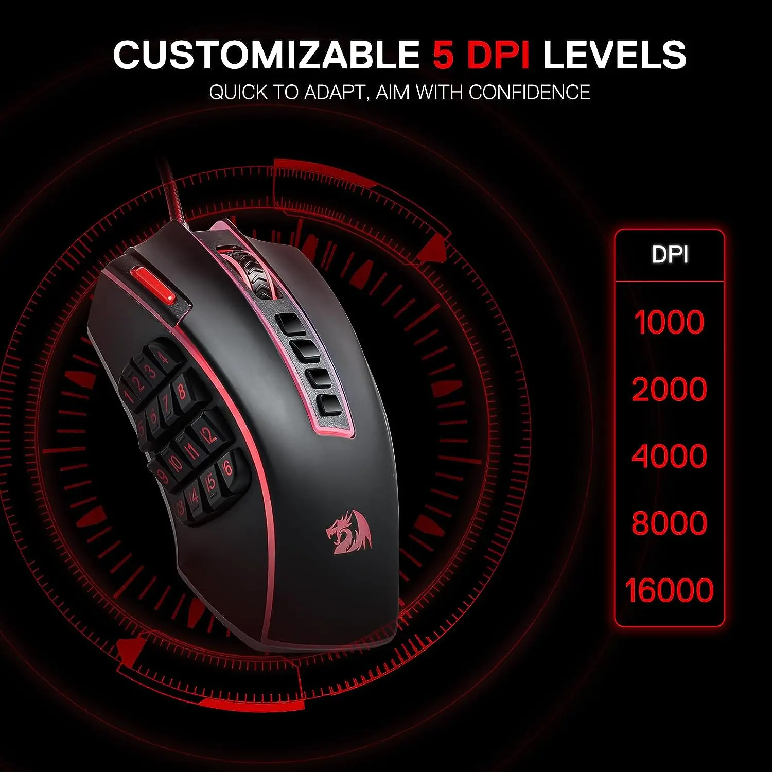 M990 MMO Gaming Mouse with 23 Programmable Keys - Image 2