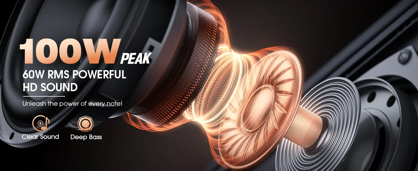 100W Peak Bluetooth Speaker With Deep Bass - Image 3