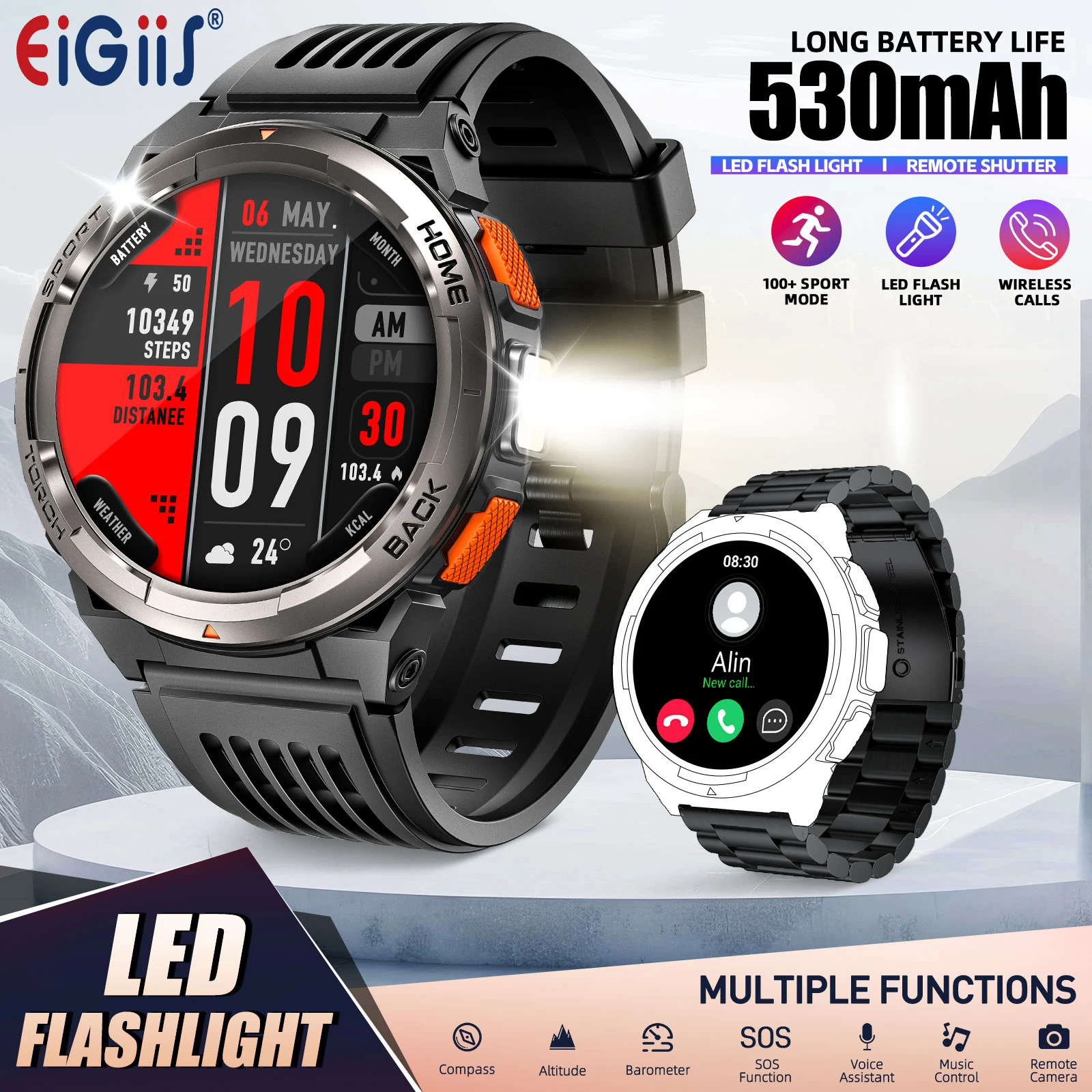 Smartwatch With Altimeter, Compass & Flashlight - Image 2