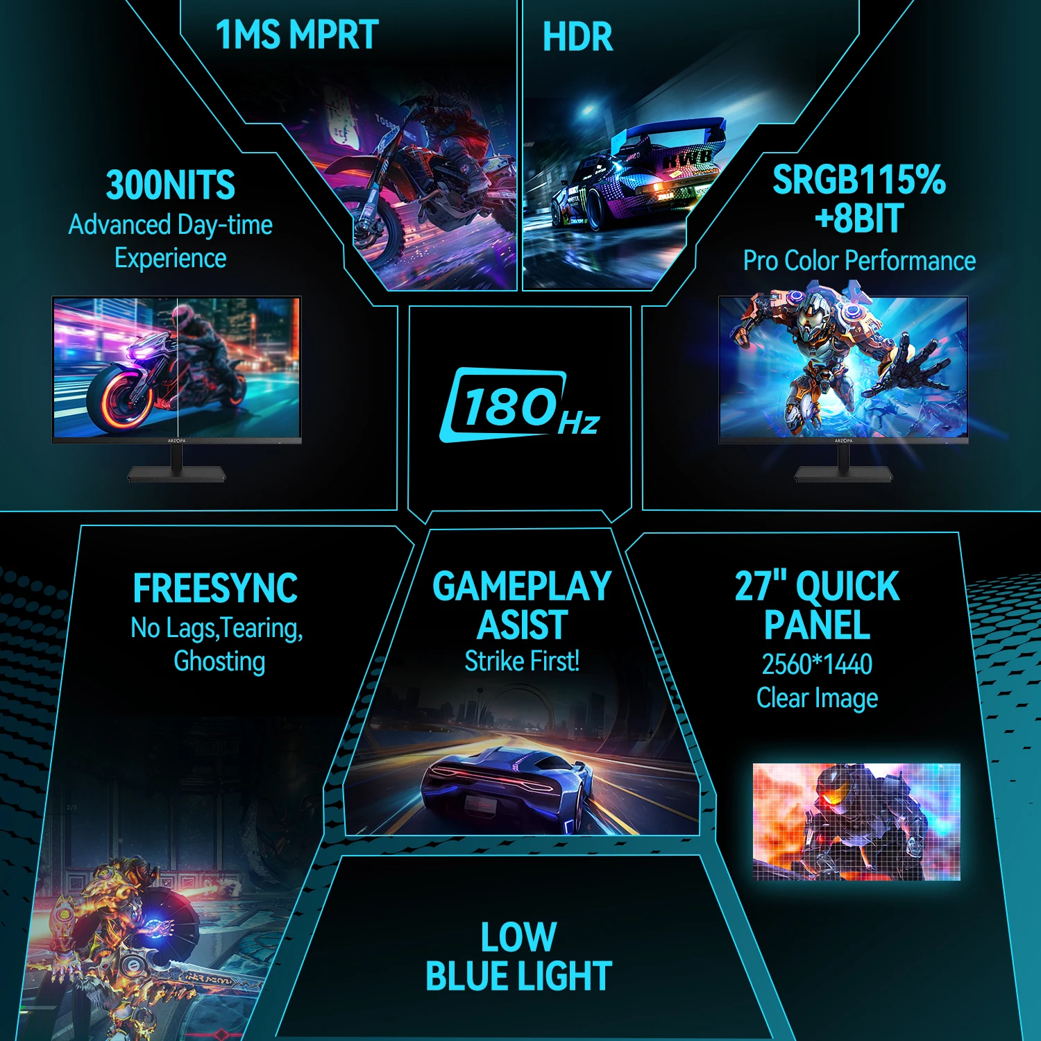 27" QHD 180Hz Fast IPS Gaming Monitor - Image 3