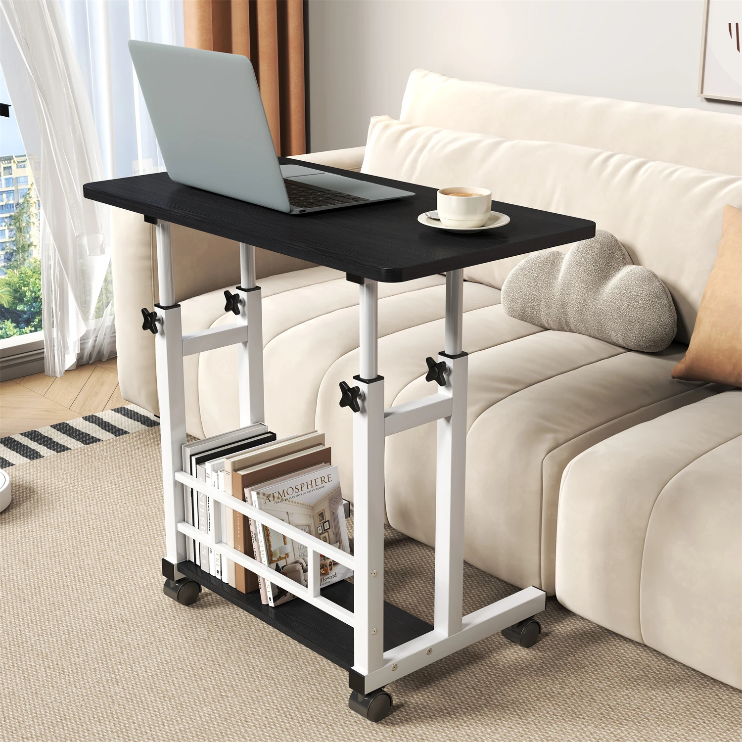 Portable Sit Stand Desk With Locking Casters - Image 1