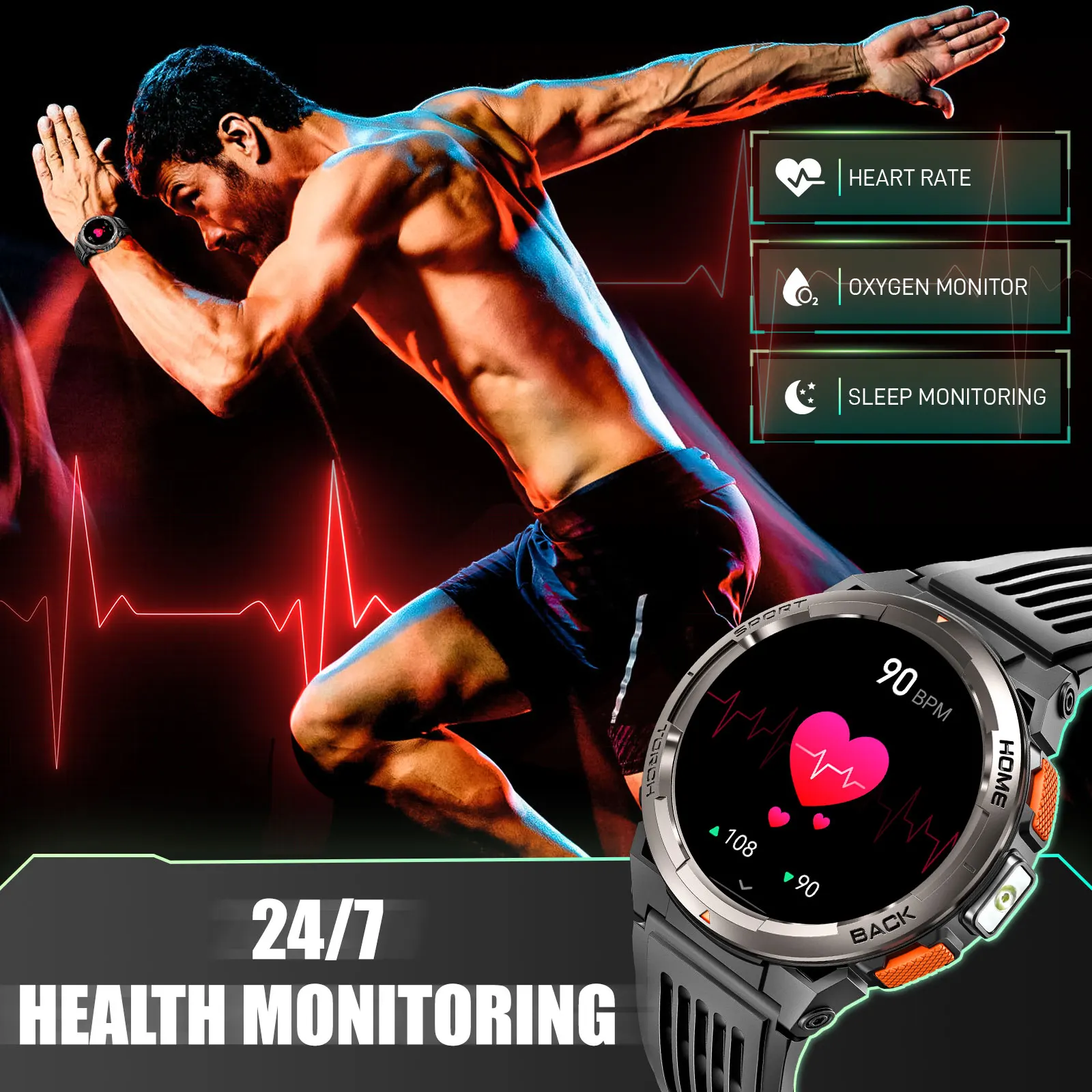 Smartwatch With Altimeter, Compass & Flashlight - Image 4