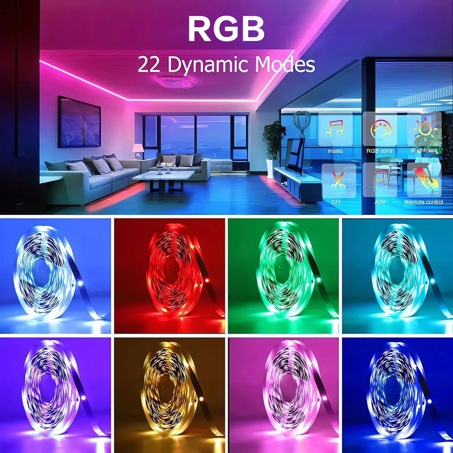 RGB LED Strip Lights with App and Remote Control - Image 3