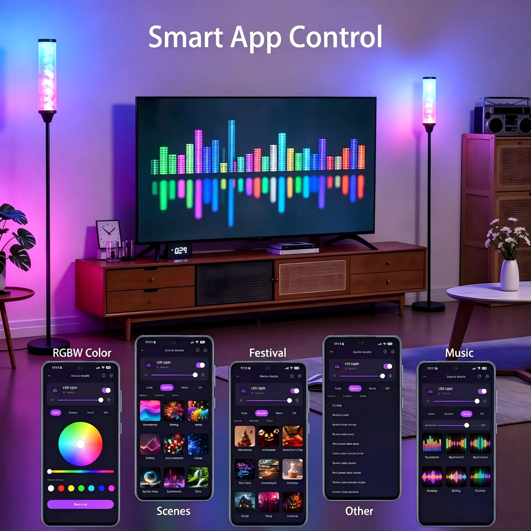 Music Sync RGB Corner Lamp for Gaming - Image 2