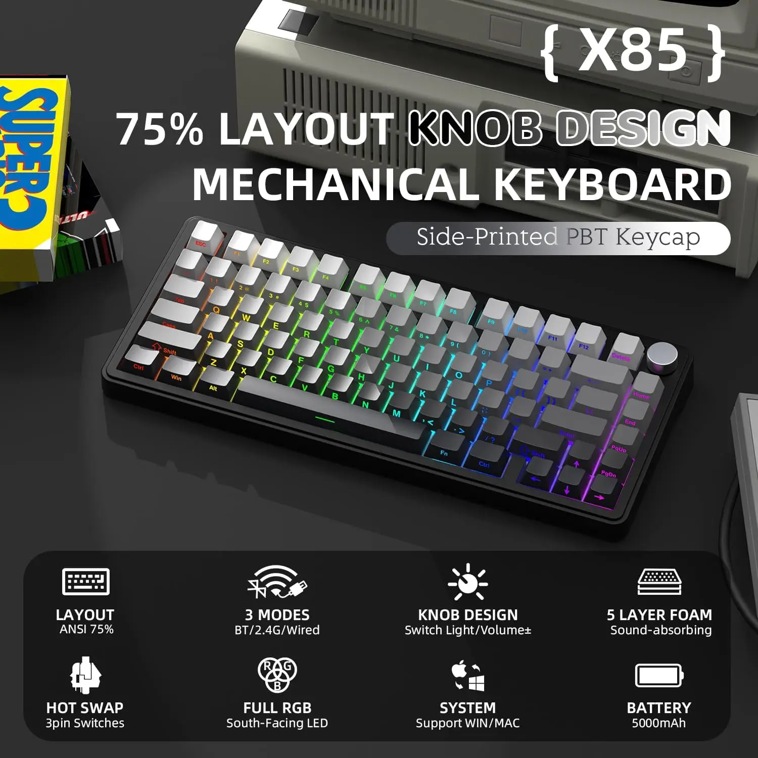 X85 TKL 82-Key Wireless Gaming Keyboard - Image 1